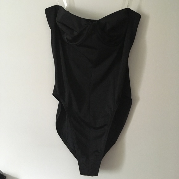 New NORMA KAMALI Mio Bandeau Black One Piece Swim Suit Clear Straps XL - Picture 4 of 9